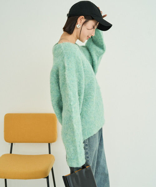 FREAK'S STORE（フリークスストア）の「限定展開　ミックスシャギー ラグラン ニット プルオーバー（ニット/セーター・レディース・ピンク/グリーン/ブラック/ナチュラル/グレー・ﾌﾘ-）」の21枚目の写真