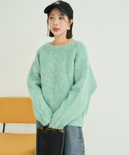 FREAK'S STORE（フリークスストア）の「限定展開　ミックスシャギー ラグラン ニット プルオーバー（ニット/セーター・レディース・ピンク/グリーン/ブラック/ナチュラル/グレー・ﾌﾘ-）」の22枚目の写真