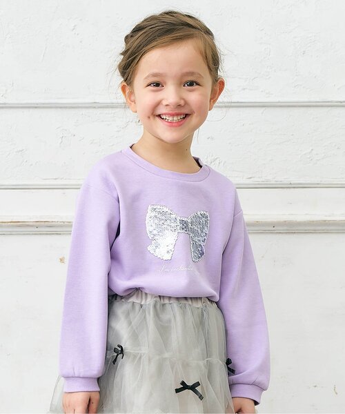 apres les cours(アプレレクール)の「【ジュニア対応】5柄モチーフスウェットライク長袖Tシャツ(Tシャツ/カットソー・キッズ・ラベンダー/チャコール/アイボリー/ピンク・140/130/120/110/100/90/80)」の4枚目の写真