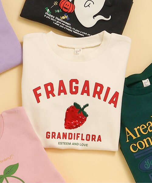 apres les cours(アプレレクール)の「【ジュニア対応】5柄モチーフスウェットライク長袖Tシャツ(Tシャツ/カットソー・キッズ・ラベンダー/チャコール/アイボリー/ピンク・140/130/120/110/100/90/80)」の2枚目の写真