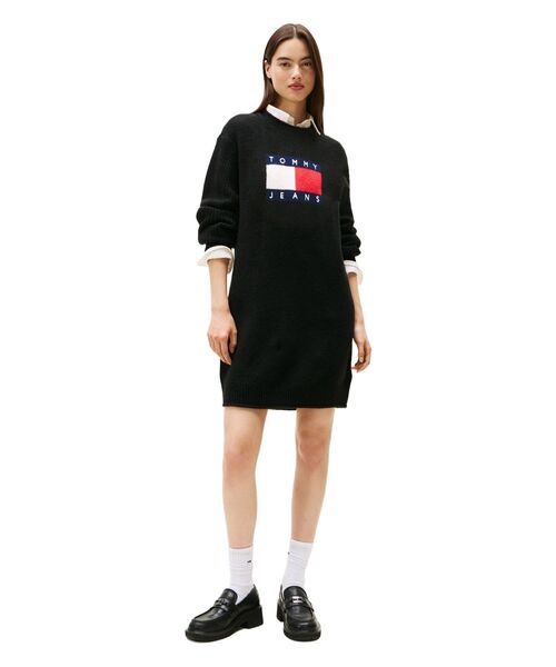 tommy jeans(トミー ジーンズ)の「フラッグセーターワンピース(ワンピース・レディース・ブラック/オートミール・MEDIUM/SMALL/X-SMALL)」の1枚目の写真