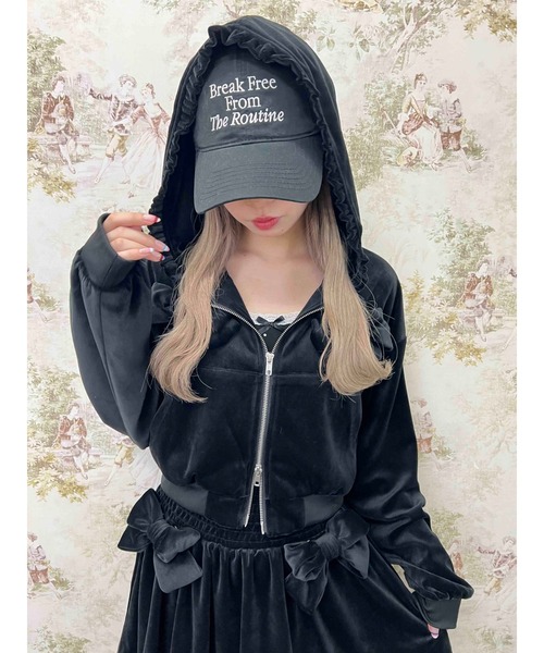 セール】《セットアップ対応◎》リボンベロアパーカー（パーカー