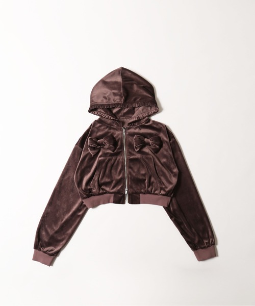 セール】《セットアップ対応◎》リボンベロアパーカー（パーカー