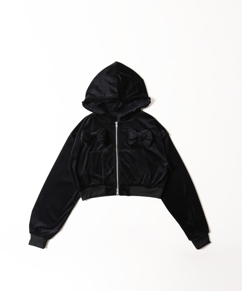 セール】《セットアップ対応◎》リボンベロアパーカー（パーカー