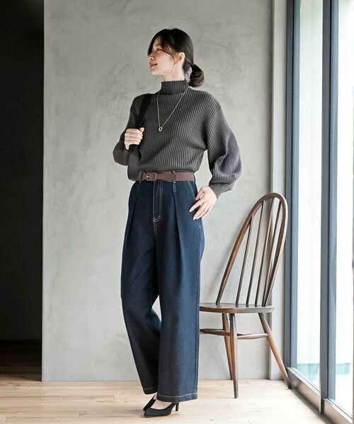 rps(アールピーエス)の「ボリューム袖ボトルネックラメリブニットプルオーバー(ニット/セーター・レディース・チャコールグレー/杢グレー/アイボリー/ブラック・フリー)」の10枚目の写真