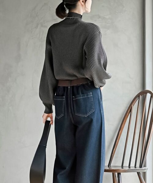 rps(アールピーエス)の「ボリューム袖ボトルネックラメリブニットプルオーバー(ニット/セーター・レディース・チャコールグレー/杢グレー/アイボリー/ブラック・フリー)」の12枚目の写真