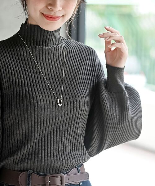 rps(アールピーエス)の「ボリューム袖ボトルネックラメリブニットプルオーバー(ニット/セーター・レディース・チャコールグレー/杢グレー/アイボリー/ブラック・フリー)」の14枚目の写真