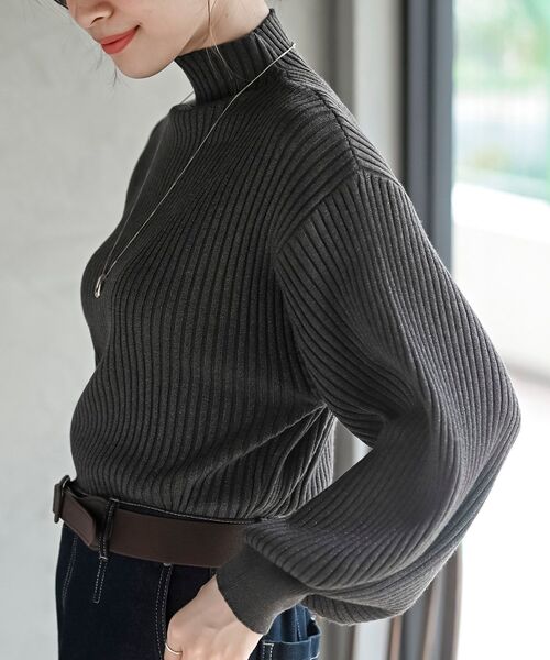 rps(アールピーエス)の「ボリューム袖ボトルネックラメリブニットプルオーバー(ニット/セーター・レディース・チャコールグレー/杢グレー/アイボリー/ブラック・フリー)」の15枚目の写真