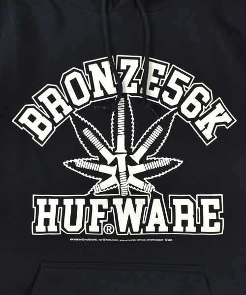 HUF(ハフ)の「【C-HUF】【HUF×BRONZE56K / ハフ×ブロンズ56ケイ】HUF X BRONZE PLANTWARE P/O HOODIE PF00745(パーカー・メンズ・ブラック/アッシュグレー・SMALL/X-LARGE/LARGE/MEDIUM/XX-LARGE)」の6枚目の写真
