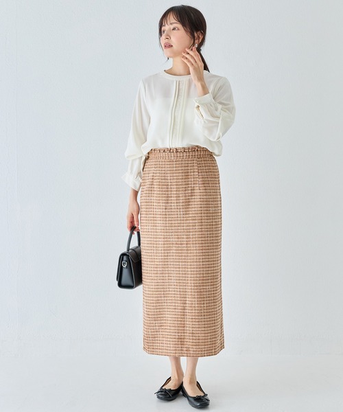 INCEDE（インシード）の「ファンシーツイード チェック柄ペンシルスカート（スカート・レディース・キャメル/ネイビー/ブラック・LL/M/L）」の18枚目の写真