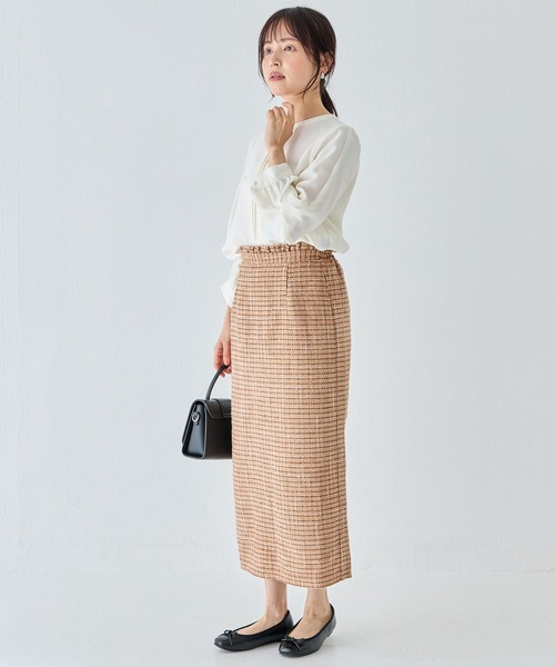 INCEDE（インシード）の「ファンシーツイード チェック柄ペンシルスカート（スカート・レディース・キャメル/ネイビー/ブラック・LL/M/L）」の21枚目の写真