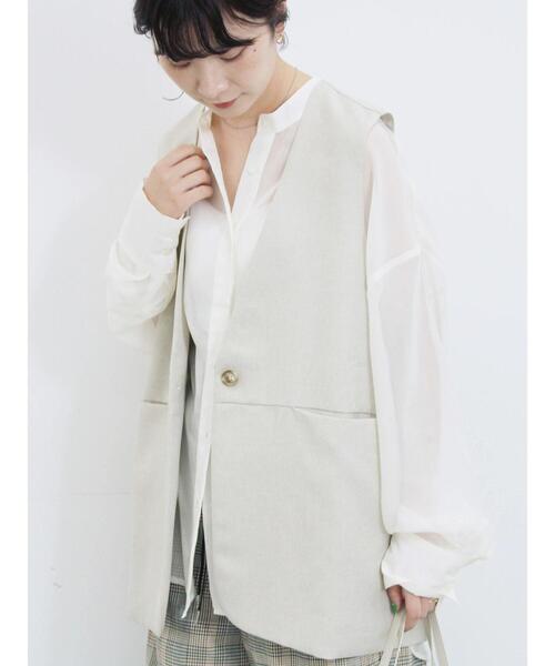 Samansa Mos2 blue（サマンサモスモスブルー）の「◎ノーカラージレ（ベスト・レディース・ブラック/ベージュ・F）」の20枚目の写真