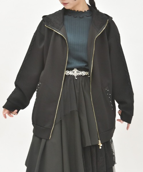 axes femme（アクシーズファム）の「Ｗジップロングパーカー（パーカー・レディース・ブラック/キナリ/モカ・FREE）」の2枚目の写真