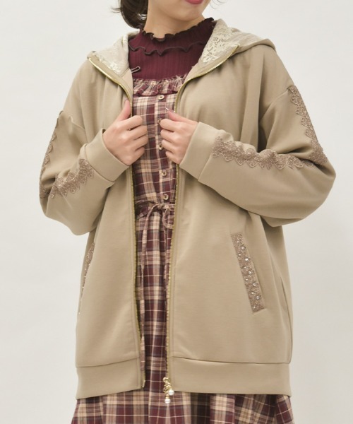 axes femme（アクシーズファム）の「Ｗジップロングパーカー（パーカー・レディース・ブラック/キナリ/モカ・FREE）」の3枚目の写真