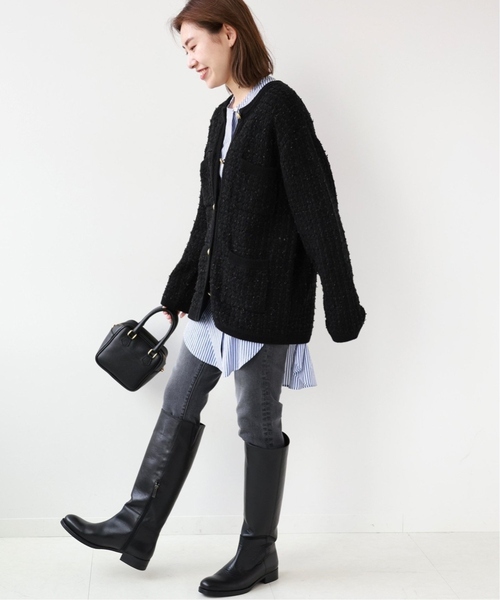 JOURNAL STANDARD relume(ジャーナルスタンダード レリューム)の「《WEB限定追加》TWEEDYニットジャケット(カーディガン/ボレロ・レディース・ブラック・FREE)」の22枚目の写真