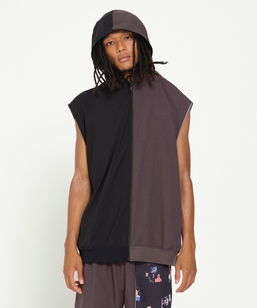 STOF(ストフ)の「MELTING COLOR 3WAY HOODIE JACKET(ブルゾン・メンズ・ブラック/グレー・S/M)」の4枚目の写真