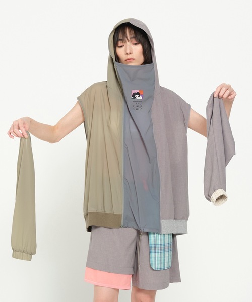 STOF(ストフ)の「MELTING COLOR 3WAY HOODIE JACKET(ブルゾン・メンズ・ブラック/グレー・S/M)」の6枚目の写真