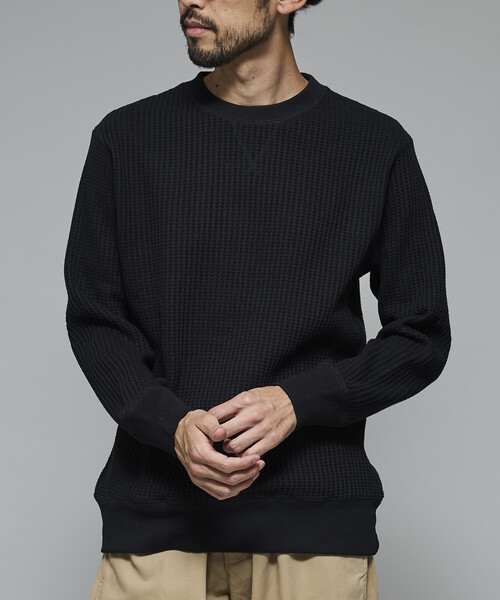 FREAK'S STORE(フリークスストア)の「限定展開 JEMORGAN LONG JOHNS/ジェーイーモーガン ロングジョンズ ビックワッフル クルーネック サーマル(Tシャツ/カットソー・メンズ・ブラック/チャコールグレー/ホワイト・X-LARGE/LARGE/SMALL/MEDIUM)」の1枚目の写真