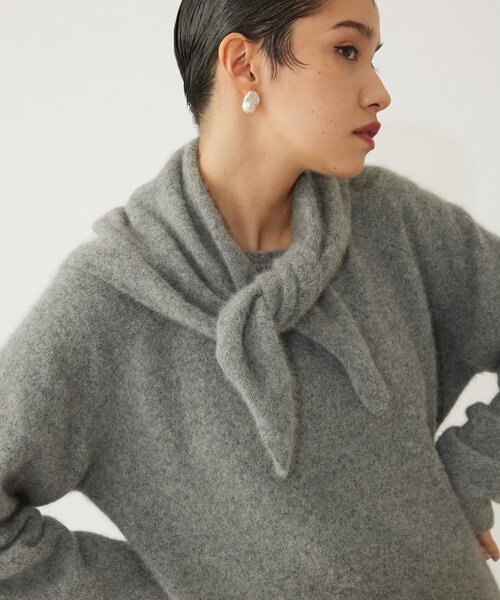 THE PAUSE（ザ ポーズ）の「【THE PAUSE】ファーニットスカーフSET プルオーバー（ニット/セーター・レディース・グレー/ライトベージュ・FREE）」の6枚目の写真