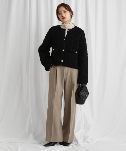 mysty woman(ミスティウーマン)の「ツイードライククルーネックカーディガン 587463(カーディガン/ボレロ・レディース・グレー/アイボリー/ブラック・FREE)」の11枚目の写真