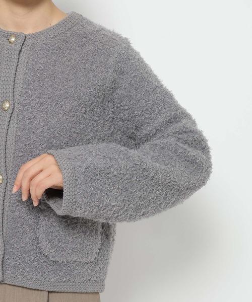 mysty woman(ミスティウーマン)の「ツイードライククルーネックカーディガン 587463(カーディガン/ボレロ・レディース・グレー/アイボリー/ブラック・FREE)」の16枚目の写真