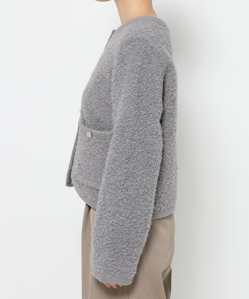 mysty woman(ミスティウーマン)の「ツイードライククルーネックカーディガン 587463(カーディガン/ボレロ・レディース・グレー/アイボリー/ブラック・FREE)」の6枚目の写真