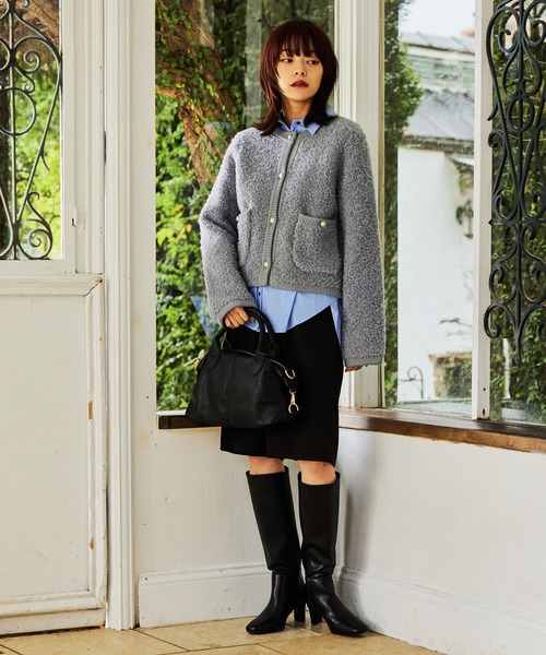 mysty woman(ミスティウーマン)の「ツイードライククルーネックカーディガン 587463(カーディガン/ボレロ・レディース・グレー/アイボリー/ブラック・FREE)」の20枚目の写真