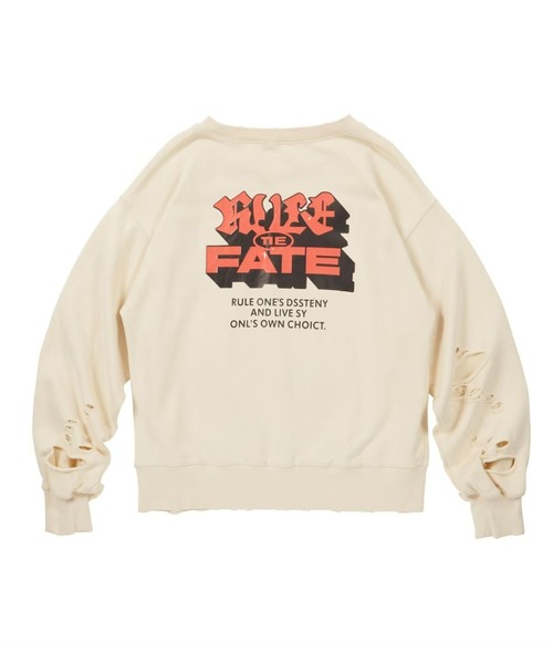 RULE THE FATE(ルールザフェイト)の「RTF LOGO DAMAGE SWEAT PULLOVER/ロゴダメージスウェットプルオーバー(スウェット・メンズ・ブラック/ベージュ・2/1/0)」の3枚目の写真