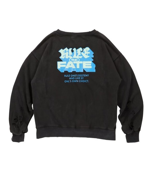 RULE THE FATE(ルールザフェイト)の「RTF LOGO DAMAGE SWEAT PULLOVER/ロゴダメージスウェットプルオーバー(スウェット・メンズ・ブラック/ベージュ・2/1/0)」の4枚目の写真