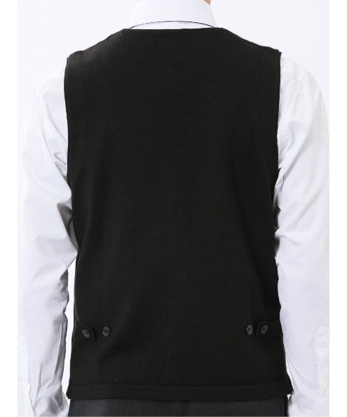 TAKA-Q（タカキュー）の「【ウォッシャブル ウール混】タカキュー ダイヤ柄 前開きベスト（ベスト・メンズ・ブラック/グレー系その他2・MEDIUM/X-LARGE/LARGE）」の7枚目の写真