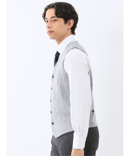 TAKA-Q（タカキュー）の「【ウォッシャブル ウール混】タカキュー ダイヤ柄 前開きベスト（ベスト・メンズ・ブラック/グレー系その他2・MEDIUM/X-LARGE/LARGE）」の19枚目の写真