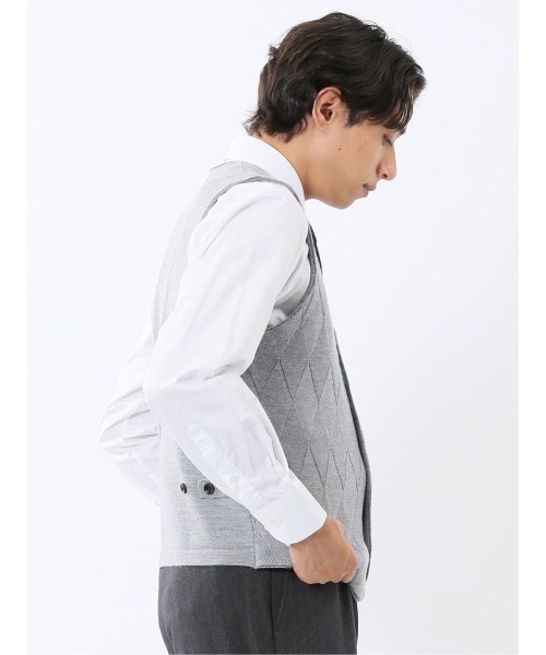 TAKA-Q（タカキュー）の「【ウォッシャブル ウール混】タカキュー ダイヤ柄 前開きベスト（ベスト・メンズ・ブラック/グレー系その他2・MEDIUM/X-LARGE/LARGE）」の21枚目の写真