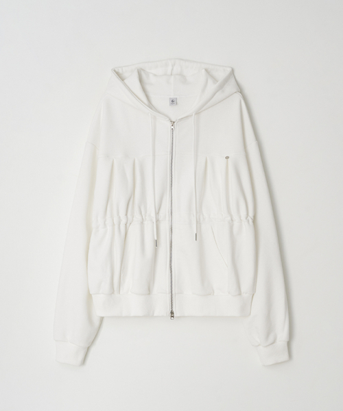 RONRON(ロンロン)の「PENDANT SHIRRING HOODIE ZIP UP WHITE(パーカー・レディース・その他・FREE)」の1枚目の写真