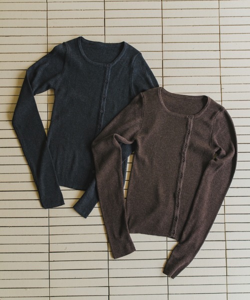 lit(リット)の「Asymmetry Rib Knit Cardigan(ニット/セーター・レディース・チャコールグレー/ブラウン・FREE)」の2枚目の写真