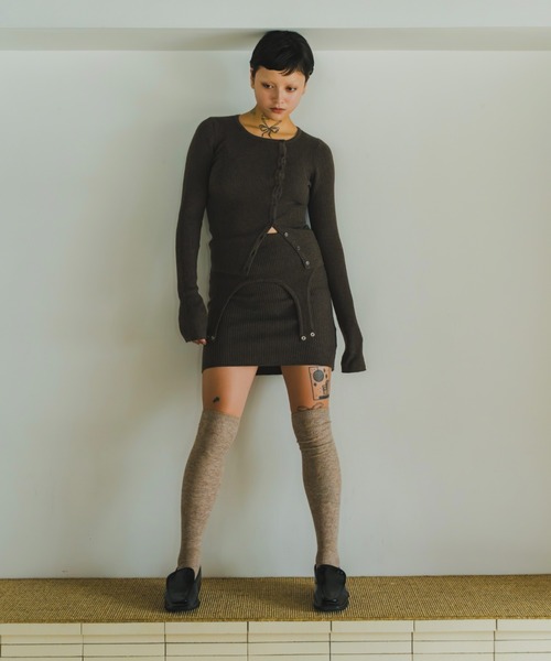 lit(リット)の「Asymmetry Rib Knit Cardigan(ニット/セーター・レディース・チャコールグレー/ブラウン・FREE)」の3枚目の写真