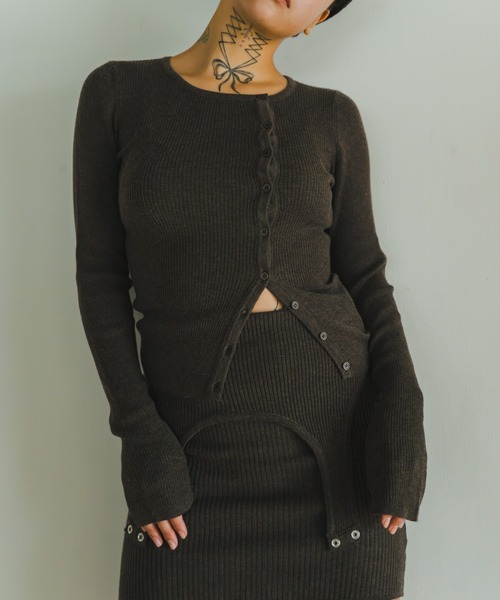 lit(リット)の「Asymmetry Rib Knit Cardigan(ニット/セーター・レディース・チャコールグレー/ブラウン・FREE)」の5枚目の写真