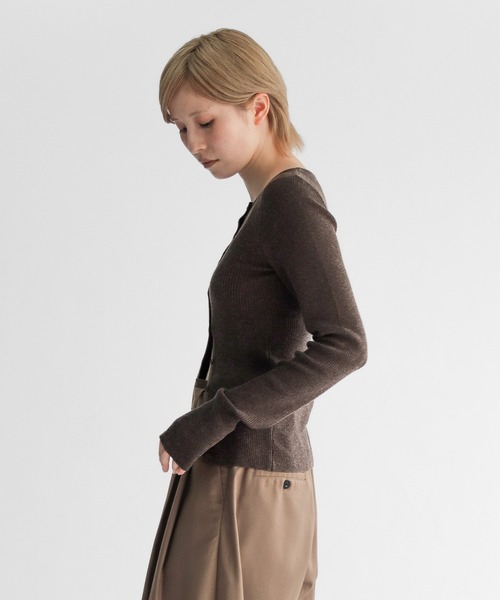 lit(リット)の「Asymmetry Rib Knit Cardigan(ニット/セーター・レディース・チャコールグレー/ブラウン・FREE)」の7枚目の写真