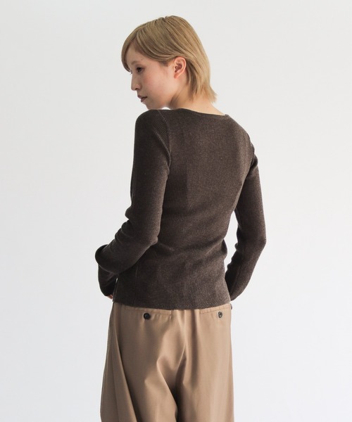 lit(リット)の「Asymmetry Rib Knit Cardigan(ニット/セーター・レディース・チャコールグレー/ブラウン・FREE)」の9枚目の写真