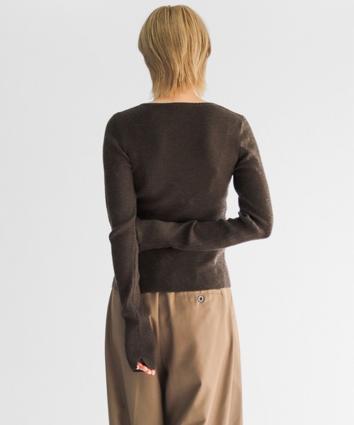 lit(リット)の「Asymmetry Rib Knit Cardigan(ニット/セーター・レディース・チャコールグレー/ブラウン・FREE)」の8枚目の写真