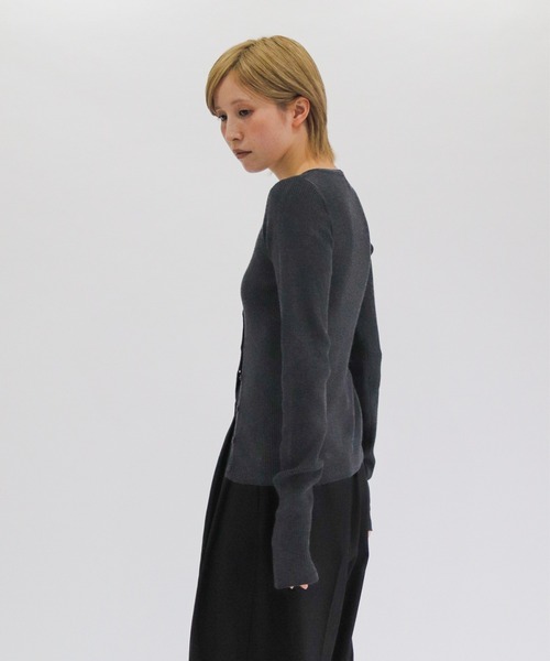 lit(リット)の「Asymmetry Rib Knit Cardigan(ニット/セーター・レディース・チャコールグレー/ブラウン・FREE)」の14枚目の写真