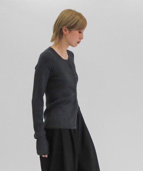 lit(リット)の「Asymmetry Rib Knit Cardigan(ニット/セーター・レディース・チャコールグレー/ブラウン・FREE)」の16枚目の写真