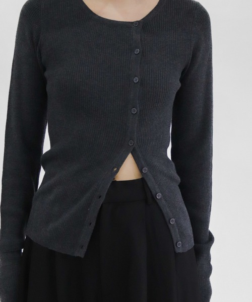 lit(リット)の「Asymmetry Rib Knit Cardigan(ニット/セーター・レディース・チャコールグレー/ブラウン・FREE)」の17枚目の写真