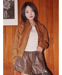 THE GREEN LAB（ザグリーンラボ）の「FAUX Velvet Suede Blouson Jacket [Camel]（ライダースジャケット）」