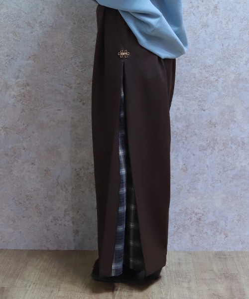 axes femme(アクシーズファム)の「チェック切替ワイドパンツ(その他パンツ・レディース・ネイビー/ダークブラウン/ブラック・FREE)」の5枚目の写真