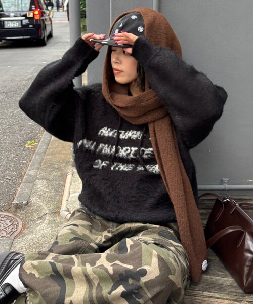 CIAOPANIC TYPY(チャオパニックティピー)の「モヘアタッチロゴニットフーディー(パーカー・レディース・ボルドー/グレー/ブルー/ブラック・MEDIUM/LARGE)」の9枚目の写真