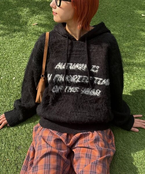 CIAOPANIC TYPY(チャオパニックティピー)の「モヘアタッチロゴニットフーディー(パーカー・レディース・ボルドー/グレー/ブルー/ブラック・MEDIUM/LARGE)」の11枚目の写真