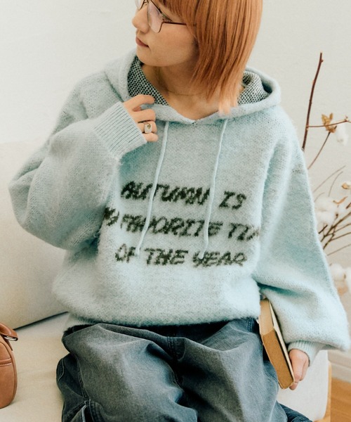 CIAOPANIC TYPY(チャオパニックティピー)の「モヘアタッチロゴニットフーディー(パーカー・レディース・ボルドー/グレー/ブルー/ブラック・MEDIUM/LARGE)」の3枚目の写真