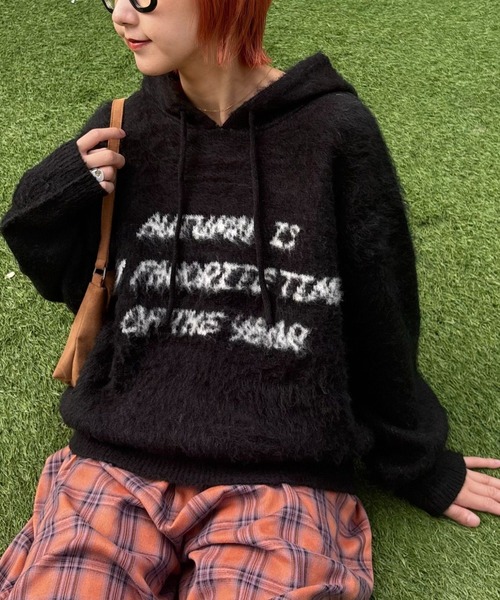 CIAOPANIC TYPY(チャオパニックティピー)の「モヘアタッチロゴニットフーディー(パーカー・レディース・ボルドー/グレー/ブルー/ブラック・MEDIUM/LARGE)」の6枚目の写真