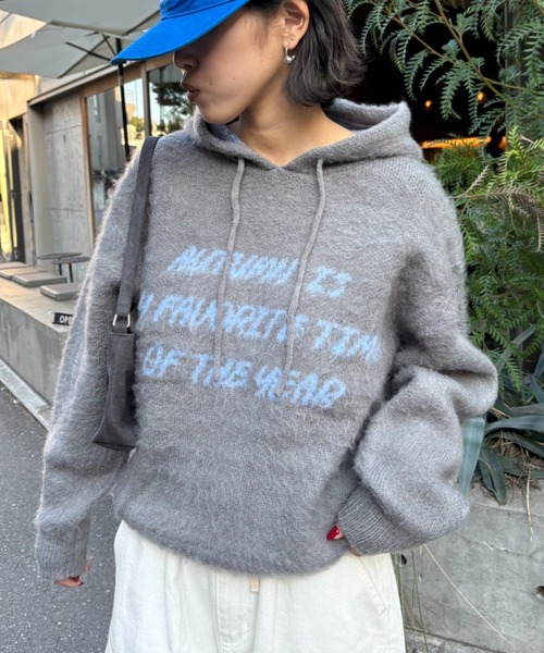 CIAOPANIC TYPY(チャオパニックティピー)の「モヘアタッチロゴニットフーディー(パーカー・レディース・ボルドー/グレー/ブルー/ブラック・MEDIUM/LARGE)」の8枚目の写真