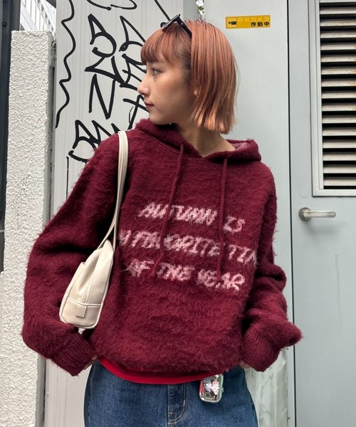 CIAOPANIC TYPY(チャオパニックティピー)の「モヘアタッチロゴニットフーディー(パーカー・レディース・ボルドー/グレー/ブルー/ブラック・MEDIUM/LARGE)」の7枚目の写真